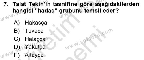 Çağdaş Türk Yazı Dilleri 1 Dersi 2022 - 2023 Yılı (Vize) Ara Sınavı 7. Soru