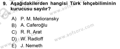 Çağdaş Türk Yazı Dilleri 1 Dersi 2022 - 2023 Yılı (Vize) Ara Sınavı 9. Soru