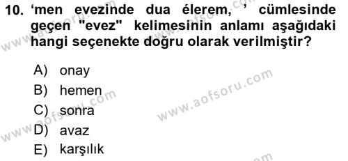 Çağdaş Türk Yazı Dilleri 1 Dersi 2022 - 2023 Yılı (Final) Dönem Sonu Sınavı 10. Soru