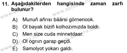 Çağdaş Türk Yazı Dilleri 1 Dersi 2022 - 2023 Yılı (Final) Dönem Sonu Sınavı 11. Soru