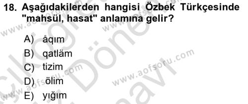 Çağdaş Türk Yazı Dilleri 1 Dersi 2022 - 2023 Yılı (Final) Dönem Sonu Sınavı 18. Soru