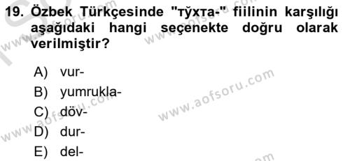 Çağdaş Türk Yazı Dilleri 1 Dersi 2022 - 2023 Yılı (Final) Dönem Sonu Sınavı 19. Soru