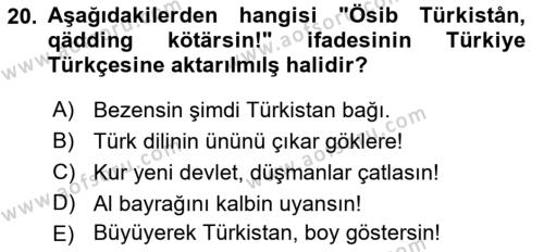 Çağdaş Türk Yazı Dilleri 1 Dersi 2022 - 2023 Yılı (Final) Dönem Sonu Sınavı 20. Soru