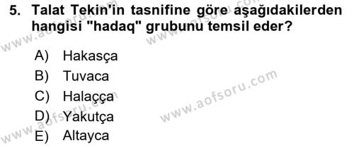 Çağdaş Türk Yazı Dilleri 1 Dersi 2022 - 2023 Yılı (Final) Dönem Sonu Sınavı 5. Soru