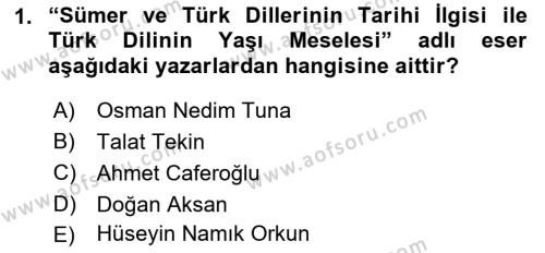 Çağdaş Türk Yazı Dilleri 1 Dersi 2022 - 2023 Yılı Yaz Okulu Sınavı 1. Soru