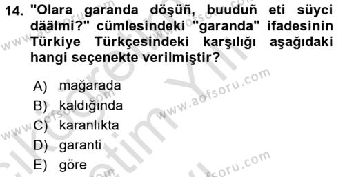 Çağdaş Türk Yazı Dilleri 1 Dersi 2022 - 2023 Yılı Yaz Okulu Sınavı 14. Soru