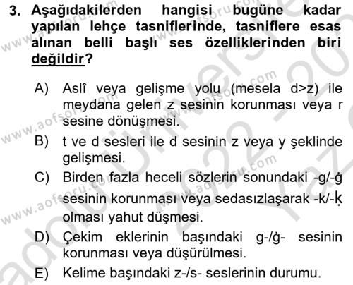 Çağdaş Türk Yazı Dilleri 1 Dersi 2022 - 2023 Yılı Yaz Okulu Sınavı 3. Soru