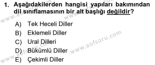 Çağdaş Türk Yazı Dilleri 1 Dersi 2023 - 2024 Yılı (Vize) Ara Sınavı 1. Soru