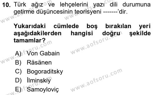 Çağdaş Türk Yazı Dilleri 1 Dersi 2023 - 2024 Yılı (Vize) Ara Sınavı 10. Soru