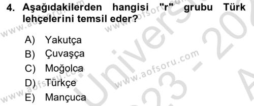 Çağdaş Türk Yazı Dilleri 1 Dersi 2023 - 2024 Yılı (Vize) Ara Sınavı 4. Soru