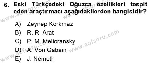 Çağdaş Türk Yazı Dilleri 1 Dersi 2023 - 2024 Yılı (Vize) Ara Sınavı 6. Soru