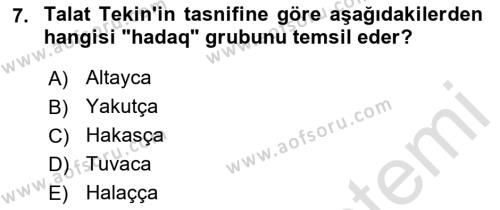 Çağdaş Türk Yazı Dilleri 1 Dersi 2023 - 2024 Yılı (Vize) Ara Sınavı 7. Soru