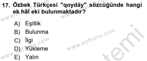 Çağdaş Türk Yazı Dilleri 1 Dersi 2023 - 2024 Yılı (Final) Dönem Sonu Sınavı 17. Soru
