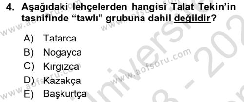 Çağdaş Türk Yazı Dilleri 1 Dersi 2023 - 2024 Yılı (Final) Dönem Sonu Sınavı 4. Soru