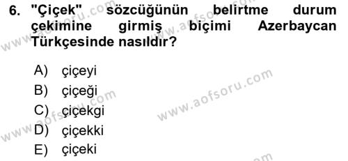 Çağdaş Türk Yazı Dilleri 1 Dersi 2023 - 2024 Yılı (Final) Dönem Sonu Sınavı 6. Soru