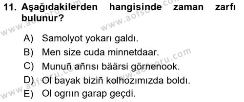 Çağdaş Türk Yazı Dilleri 1 Dersi 2023 - 2024 Yılı Yaz Okulu Sınavı 11. Soru