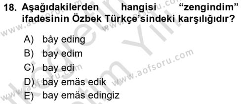 Çağdaş Türk Yazı Dilleri 1 Dersi 2023 - 2024 Yılı Yaz Okulu Sınavı 18. Soru