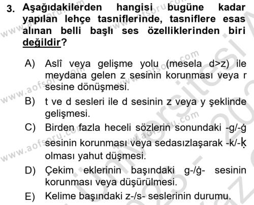 Çağdaş Türk Yazı Dilleri 1 Dersi 2023 - 2024 Yılı Yaz Okulu Sınavı 3. Soru