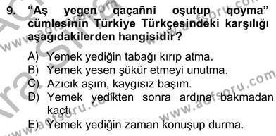 Çağdaş Türk Yazı Dilleri 2 Dersi 2012 - 2013 Yılı (Vize) Ara Sınavı 9. Soru