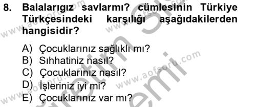 Çağdaş Türk Yazı Dilleri 2 Dersi 2012 - 2013 Yılı (Final) Dönem Sonu Sınavı 8. Soru