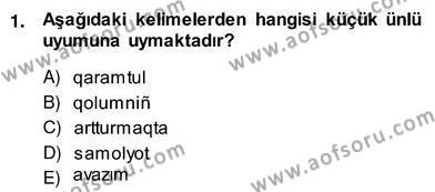Çağdaş Türk Yazı Dilleri 2 Dersi 2013 - 2014 Yılı (Vize) Ara Sınavı 1. Soru