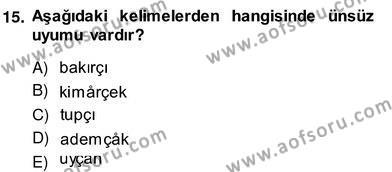 Çağdaş Türk Yazı Dilleri 2 Dersi 2013 - 2014 Yılı (Vize) Ara Sınavı 15. Soru