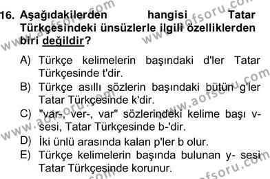 Çağdaş Türk Yazı Dilleri 2 Dersi 2013 - 2014 Yılı (Vize) Ara Sınavı 16. Soru