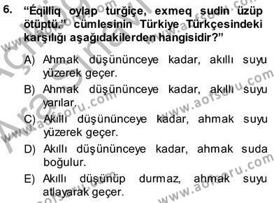 Çağdaş Türk Yazı Dilleri 2 Dersi 2013 - 2014 Yılı (Vize) Ara Sınavı 6. Soru