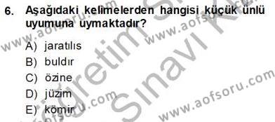 Çağdaş Türk Yazı Dilleri 2 Dersi 2013 - 2014 Yılı (Final) Dönem Sonu Sınavı 6. Soru