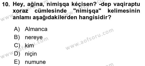 Çağdaş Türk Yazı Dilleri 2 Dersi 2015 - 2016 Yılı (Vize) Ara Sınavı 10. Soru