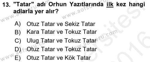 Çağdaş Türk Yazı Dilleri 2 Dersi 2015 - 2016 Yılı (Vize) Ara Sınavı 13. Soru