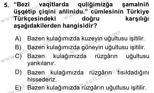 Çağdaş Türk Yazı Dilleri 2 Dersi 2015 - 2016 Yılı (Vize) Ara Sınavı 5. Soru