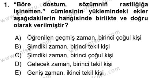 Çağdaş Türk Yazı Dilleri 2 Dersi 2015 - 2016 Yılı (Final) Dönem Sonu Sınavı 1. Soru