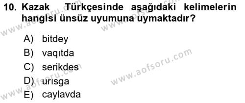 Çağdaş Türk Yazı Dilleri 2 Dersi 2015 - 2016 Yılı (Final) Dönem Sonu Sınavı 10. Soru