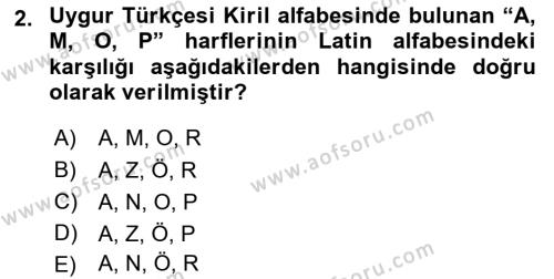 Çağdaş Türk Yazı Dilleri 2 Dersi 2015 - 2016 Yılı Tek Ders Sınavı 2. Soru