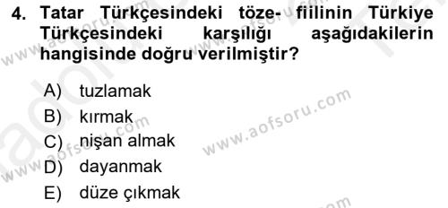 Çağdaş Türk Yazı Dilleri 2 Dersi 2015 - 2016 Yılı Tek Ders Sınavı 4. Soru