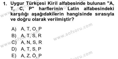 Çağdaş Türk Yazı Dilleri 2 Dersi 2016 - 2017 Yılı 3 Ders Sınavı 1. Soru