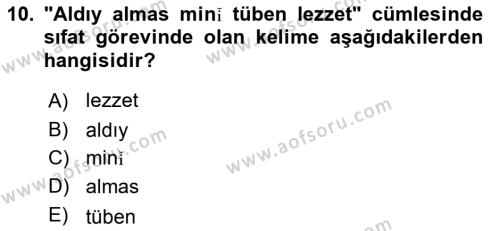 Çağdaş Türk Yazı Dilleri 2 Dersi 2016 - 2017 Yılı 3 Ders Sınavı 10. Soru