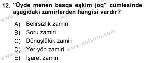 Çağdaş Türk Yazı Dilleri 2 Dersi 2016 - 2017 Yılı 3 Ders Sınavı 12. Soru