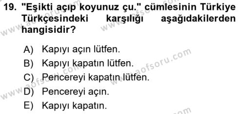 Çağdaş Türk Yazı Dilleri 2 Dersi 2016 - 2017 Yılı 3 Ders Sınavı 19. Soru