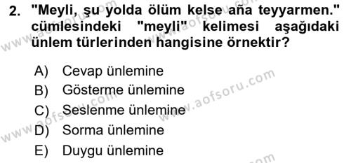 Çağdaş Türk Yazı Dilleri 2 Dersi 2016 - 2017 Yılı (Vize) Ara Sınavı 2. Soru