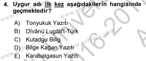 Çağdaş Türk Yazı Dilleri 2 Dersi 2016 - 2017 Yılı (Vize) Ara Sınavı 4. Soru