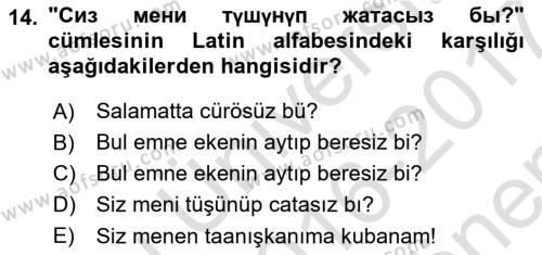 Çağdaş Türk Yazı Dilleri 2 Dersi 2016 - 2017 Yılı (Final) Dönem Sonu Sınavı 14. Soru