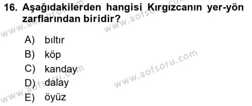 Çağdaş Türk Yazı Dilleri 2 Dersi 2016 - 2017 Yılı (Final) Dönem Sonu Sınavı 16. Soru