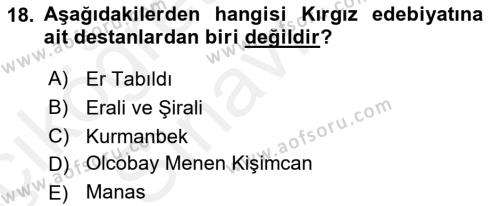 Çağdaş Türk Yazı Dilleri 2 Dersi 2017 - 2018 Yılı 3 Ders Sınavı 18. Soru