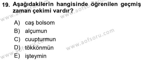 Çağdaş Türk Yazı Dilleri 2 Dersi 2017 - 2018 Yılı 3 Ders Sınavı 19. Soru