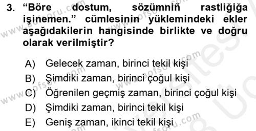 Çağdaş Türk Yazı Dilleri 2 Dersi 2017 - 2018 Yılı 3 Ders Sınavı 3. Soru