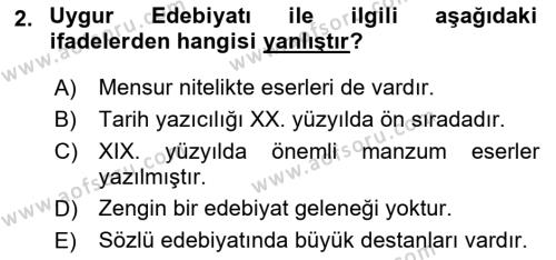 Çağdaş Türk Yazı Dilleri 2 Dersi 2017 - 2018 Yılı (Vize) Ara Sınavı 2. Soru