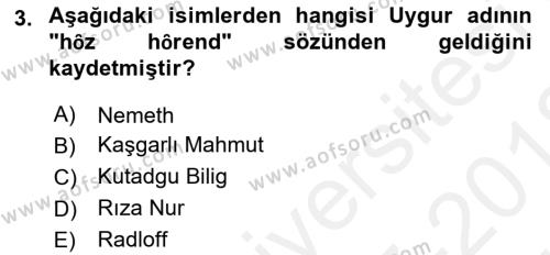 Çağdaş Türk Yazı Dilleri 2 Dersi 2017 - 2018 Yılı (Vize) Ara Sınavı 3. Soru