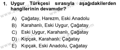 Çağdaş Türk Yazı Dilleri 2 Dersi 2017 - 2018 Yılı (Final) Dönem Sonu Sınavı 1. Soru